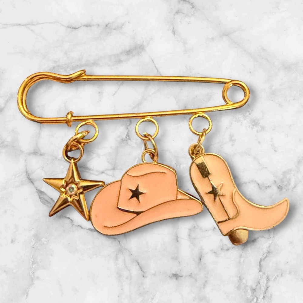 Gold Cowboy Charm Brooch